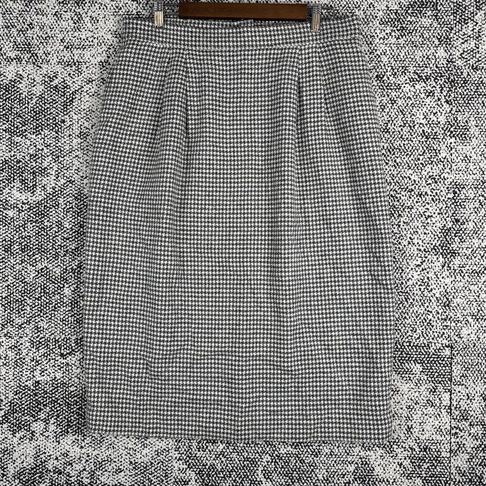 Leslie Fay Sportswear Midi Skirt Womens 18 Pleated‎ Wool Blend Houndstooth